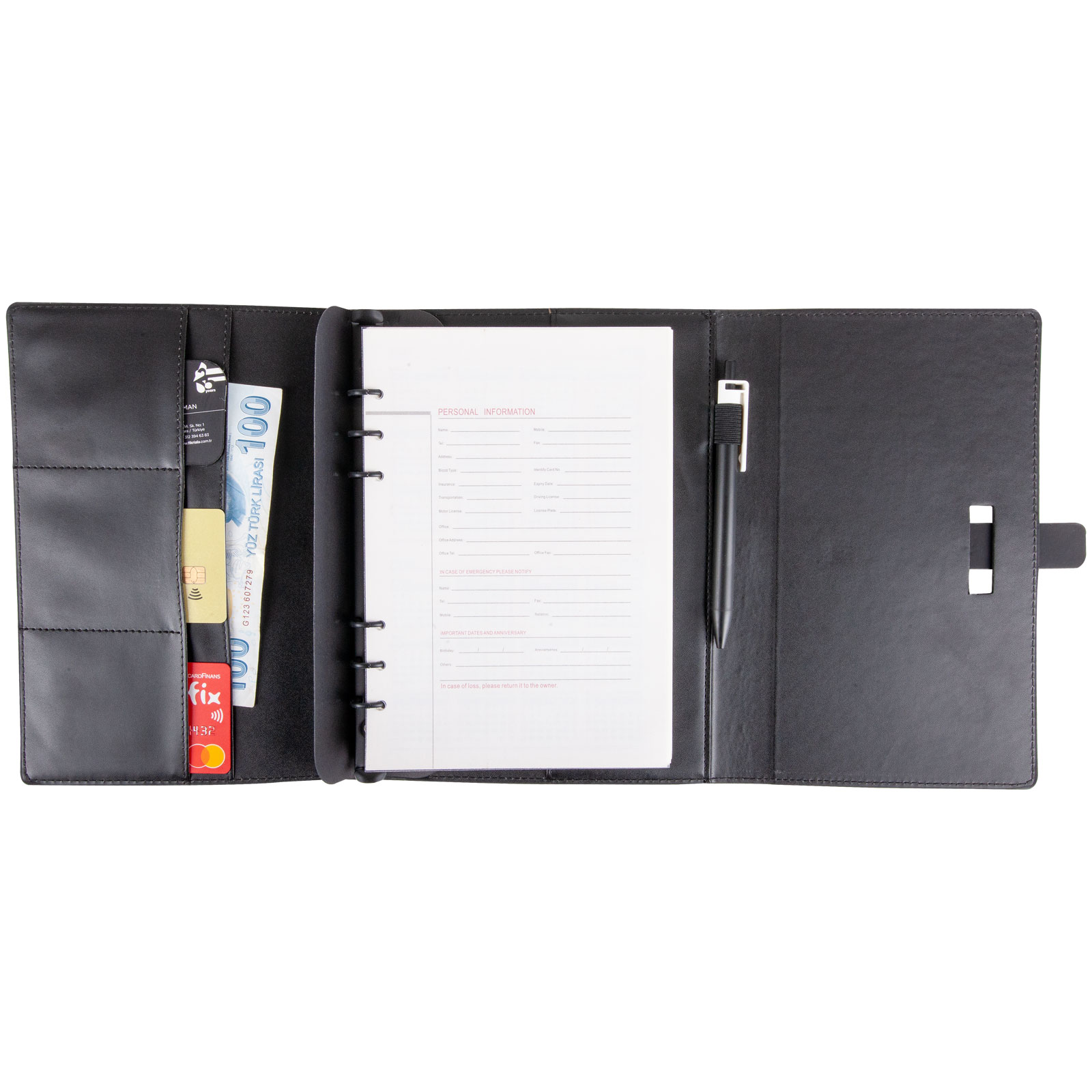 Demirtepe Tarihsiz Organizer Defter (17x22cm) - Siyah promosyon ürünü