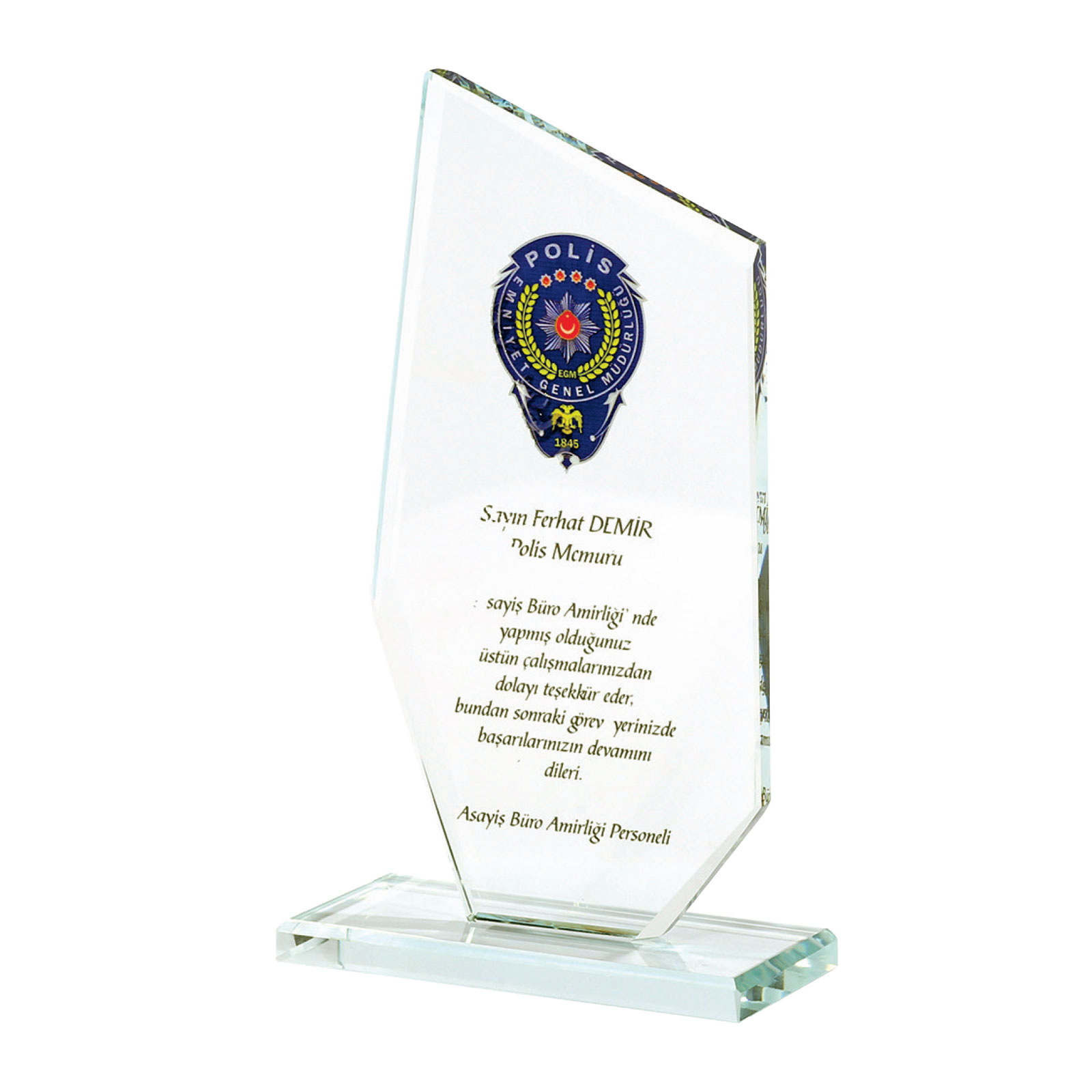 Kaşgar Kristal Plaket — promosyon ürünü