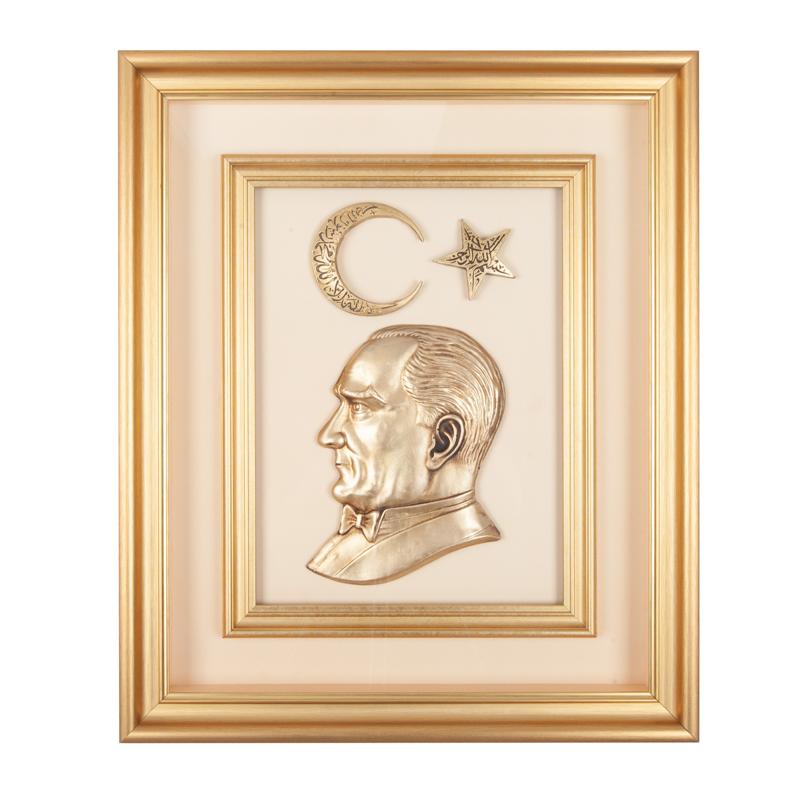 Öncü Atatürk Kabartmalı Tablo - Bej promosyon ürünü