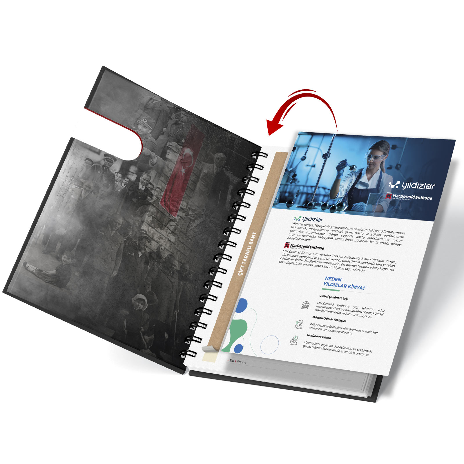 Parla Kuşe Mukavva Sıvama Spiralli Defter (15x21cm) promosyon ürünü