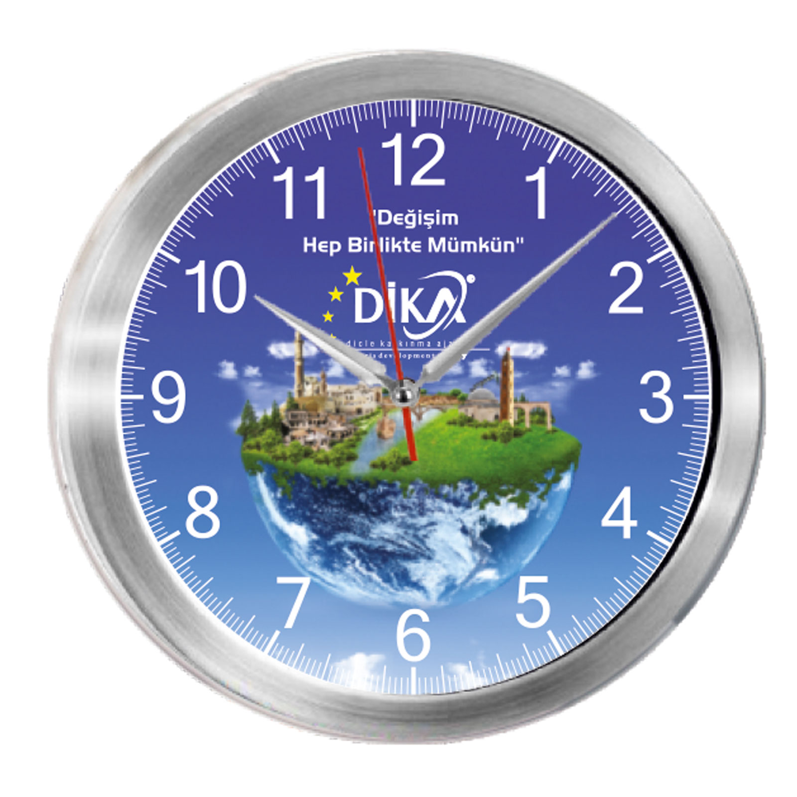 triton091 Gümüş Metal Kasa Duvar Saati (350 mm) promosyon ürünü